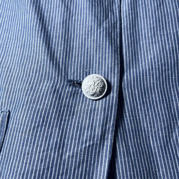 GAP The Academy Blazer Size 4 Linen Blend Blue Railroad Stripe Womens Career - Picture 3 of 8